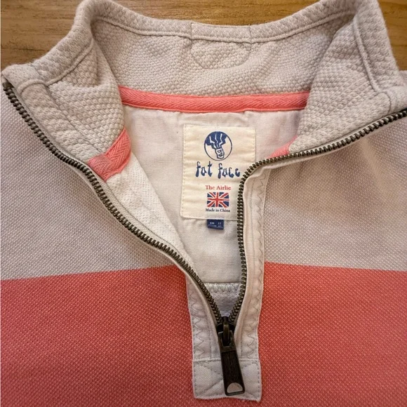 Fat Face The Airlie 1/4 Zip Sweatshirt Coral Pink Colorblock Size 8 - Picture 5 of 15